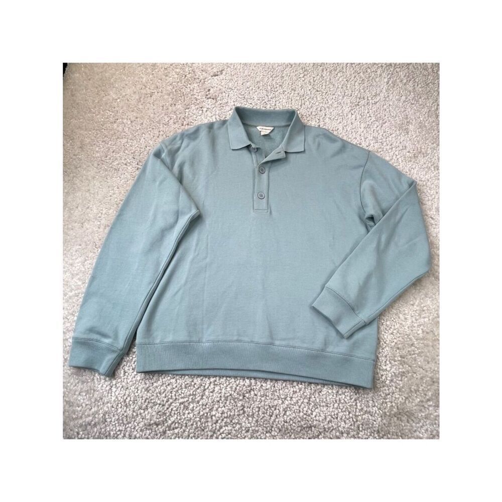Club Monaco Linen Blend Polo Sweater Light Blue Mens Medium